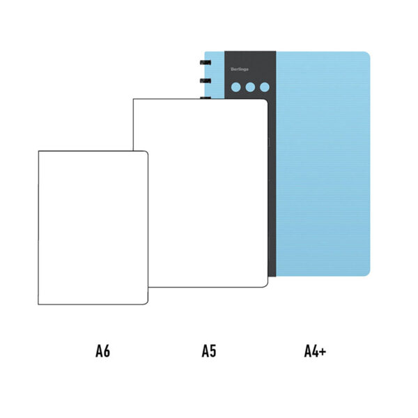 Бизнес-тетрадь А4+, 80л., Berlingo "Instinct", клетка, на кольцах, с возм. зам. блока, 80г/м2, пластик(полифом) обл, линейка-заклад., аквамарин/черный
