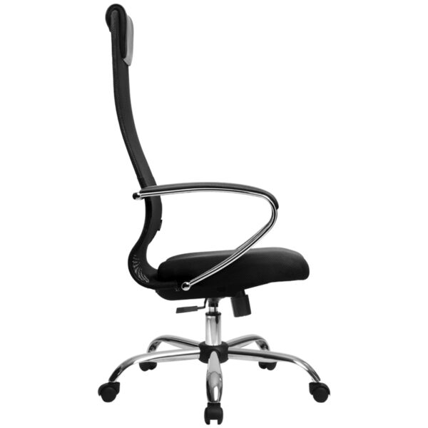 Кресло руководителя Метта SU-BK-8 CH, ткань-сетка черная №20, спинка-сетка, топ-ган (101/003)