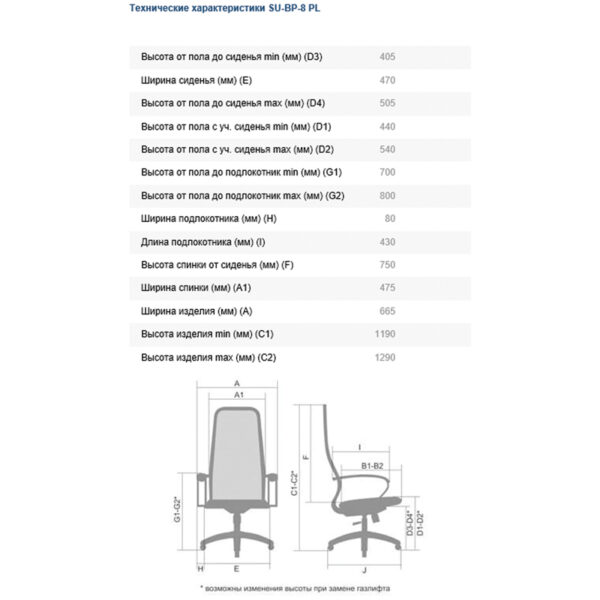 Кресло руководителя Метта SU-BP-8 PL, ткань-сетка черная №20, спинка-сетка, топ-ган (100/001)