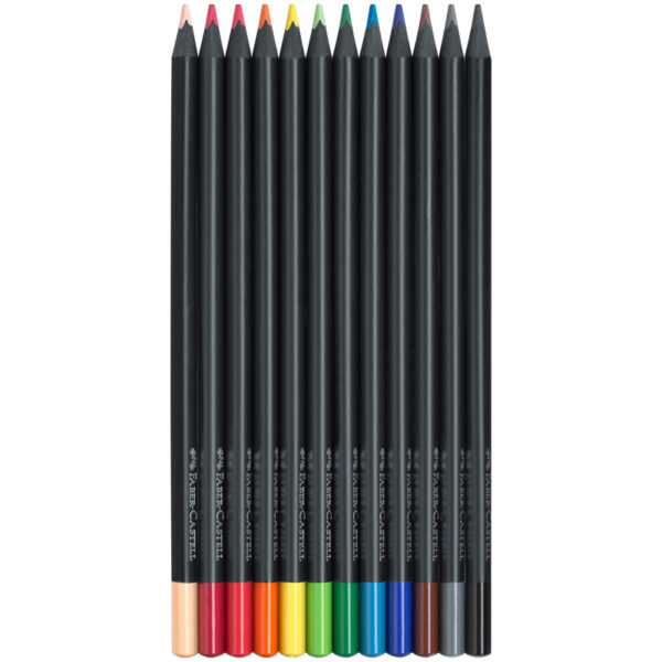 Карандаши цветные Faber-Castell "Black Edition", 12цв., трехгран., черное дерево, заточен., картон.