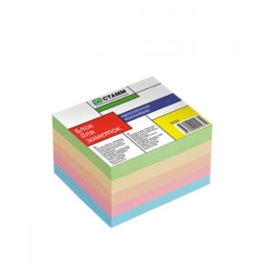 Блок для записей на склейке СТАММ "Basic", 6*5*4см, цветной