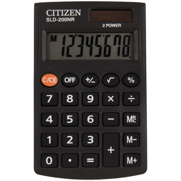 Калькулятор карманный Citizen SLD-200NR, 8 разрядов, двойное питание, 62*98*10мм, черный