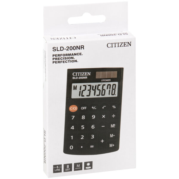 Калькулятор карманный Citizen SLD-200NR, 8 разрядов, двойное питание, 62*98*10мм, черный