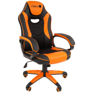 Кресло игровое Helmi HL-S16, экокожа,  черная/оранжевая, механизм качания