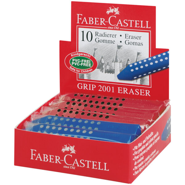 Ластик Faber-Castell "Grip 2001", трехгранный, 90*15*15мм, красный/синий