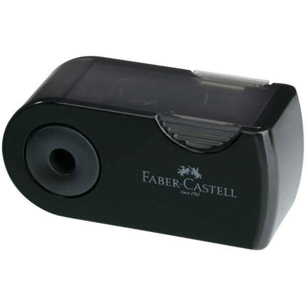 Точилка пластиковая Faber-Castell "Sleeve Mini", 1 отверстие, контейнер, черная