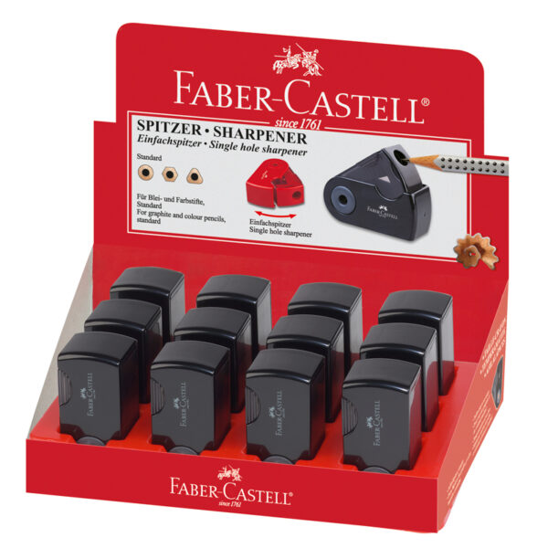 Точилка пластиковая Faber-Castell "Sleeve Mini", 1 отверстие, контейнер, черная