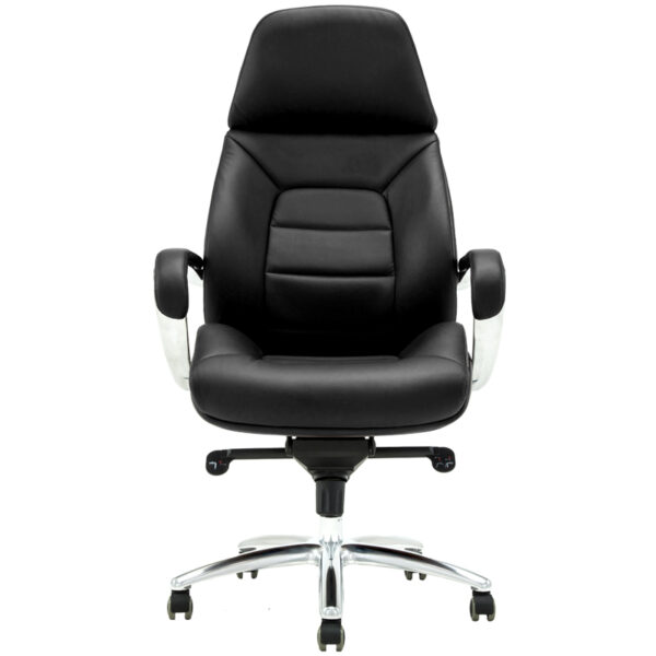 Кресло руководителя Helmi HL-ES08 "Monolith", повышенной прочности, экокожа черная, мультиблок, алюминий,  до 250 кг