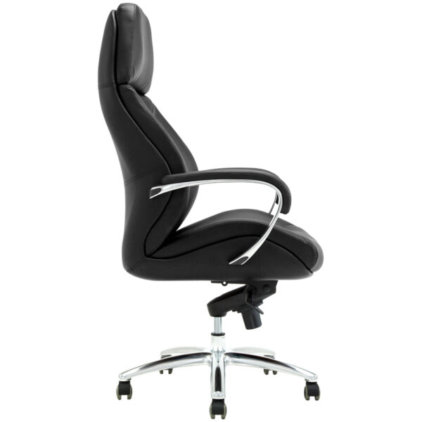 Кресло руководителя Helmi HL-ES08 "Monolith", повышенной прочности, экокожа черная, мультиблок, алюминий,  до 250 кг
