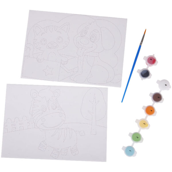 Рисование по номерам на картоне Мульти-Пульти "Пес и кот. Зебра", А5, 2шт., с акриловыми красками, картон