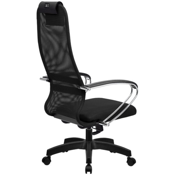 Кресло руководителя Метта SU-BK-8 PL, ткань-сетка черная №20, спинка-сетка, топ-ган (101/001)