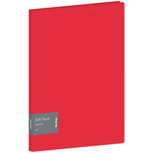 Папка с пружинным скоросшивателем Berlingo "Soft Touch", 17мм, 700мкм, красная, с внутр. карманом