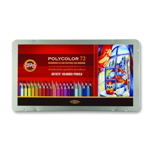 Карандаши цветные художественные Koh-I-Noor "Polycolor" 72цв., заточен., метал. пенал