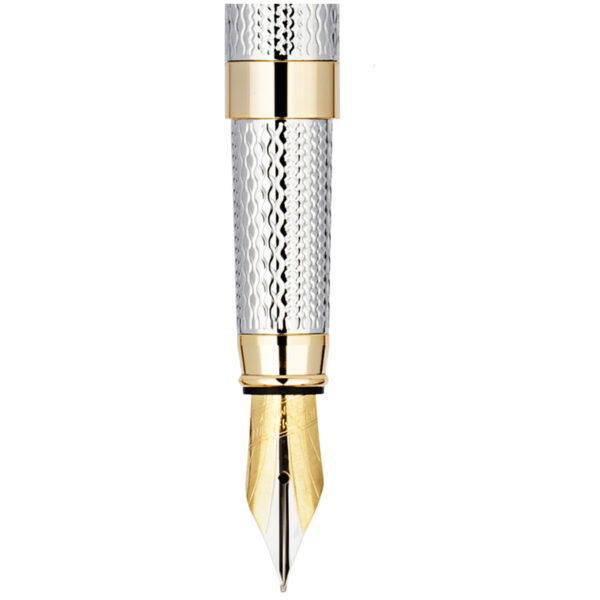 Ручка перьевая Delucci  "Celeste", черная, 0,8мм, цвет корпуса - серебро, подарочный футляр