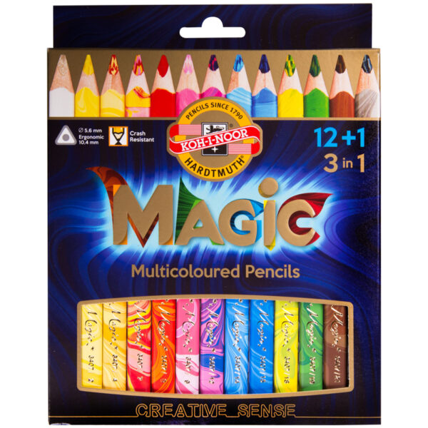 Карандаши с многоцветным грифелем Koh-I-Noor "Magic", 13цв., утолщенные, заточен., картон, европод.