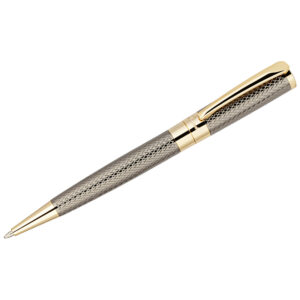 Ручка шариковая Delucci "Allegro", синяя, 1,0мм, корпус золото/оружейный металл, поворот., подар.уп.