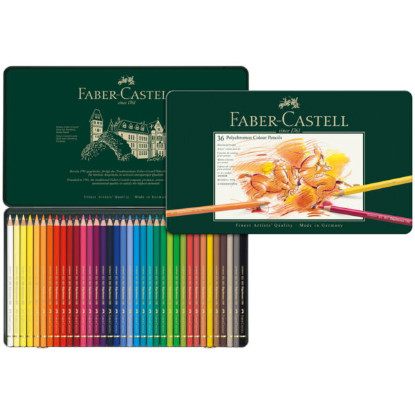 Карандаши цветные художественные Faber-Castell "Polychromos" 36цв., заточен., метал. коробка