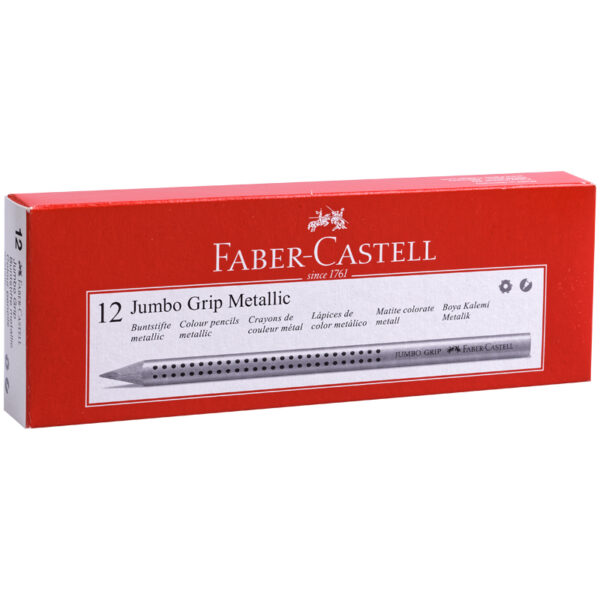 Карандаш Faber-Castell "Jumbo Grip" серебряный металлик, трехгран., утолщен., заточен.