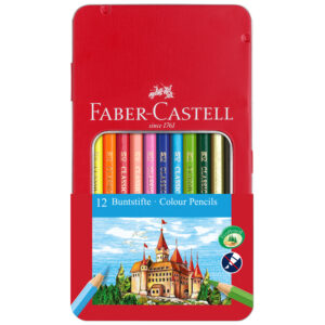 Карандаши цветные Faber-Castell "Замок", 12цв., шестигр., заточ., метал. кор.