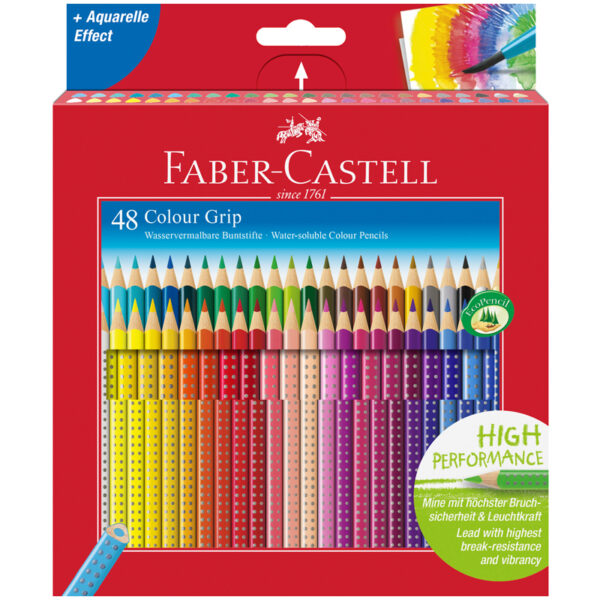 Карандаши цветные Faber-Castell "Grip", 48цв., трехгран., заточен., картон., европодвес