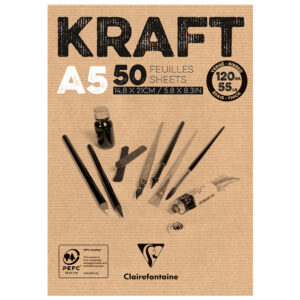 Скетчбук - блокнот 50л. А5 на склейке Clairefontaine "Kraft", 120г/м2, верже, крафт