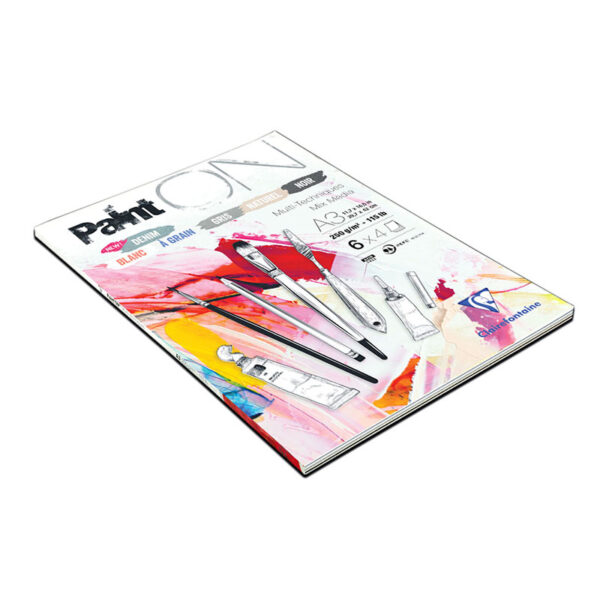 Скетчбук - альбом для смешанных техник 24л., А3, на склейке Clairefontaine "Paint'ON", 250г/м2, 6 цветов