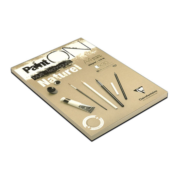 Скетчбук - альбом для смешанных техник 30л., А4, на склейке Clairefontaine "Paint'ON Naturel", 250г/м2, крафт