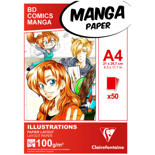 Скетчбук для маркеров 50л. А4, на склейке Clairefontaine "Manga Illustrations", 100 г/м2