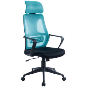 Кресло руководителя Helmi HL-E37 "Wind",  ткань черная/бирюзовая
