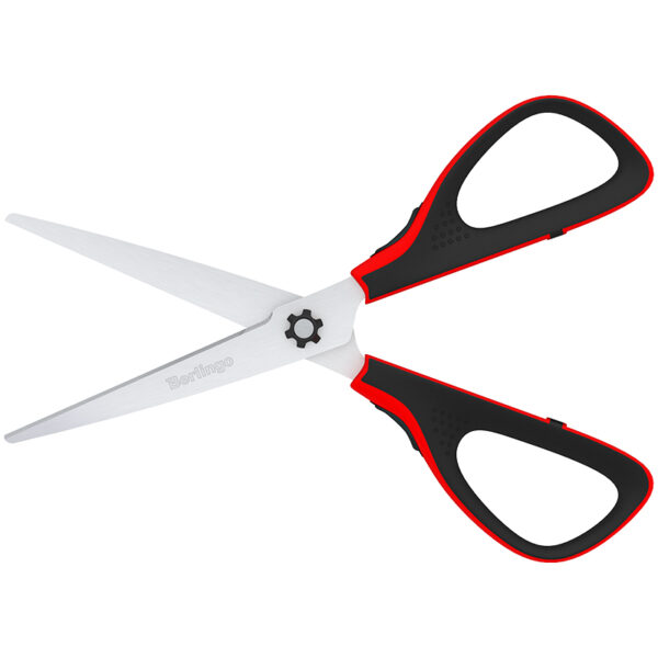 Ножницы Berlingo "Easycut 300", 19см, красные, мягкие вставки, европодвес