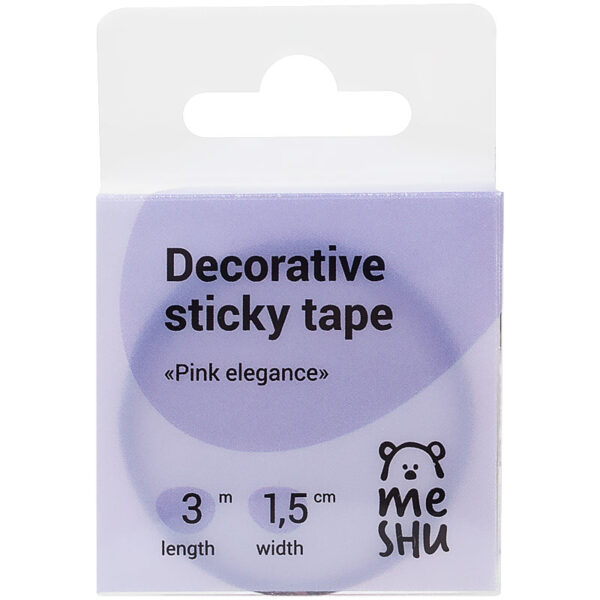 Клейкая лента декоративная MESHU "Pink elegance", 1,5 см*3м