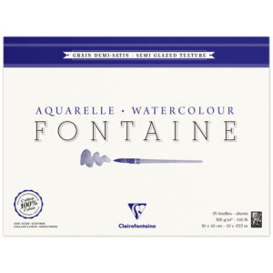 Альбом для акварели 25л., 30*40, на склейке Clairefontaine "Fontaine Demi-satiné", 300г/м2, горяч.пресс, полу-сатин