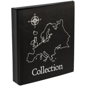 Альбом для монет OfficeSpace "Карта" формат Optima, 230*270 на кольцах, черный, 10л., иск. кожа