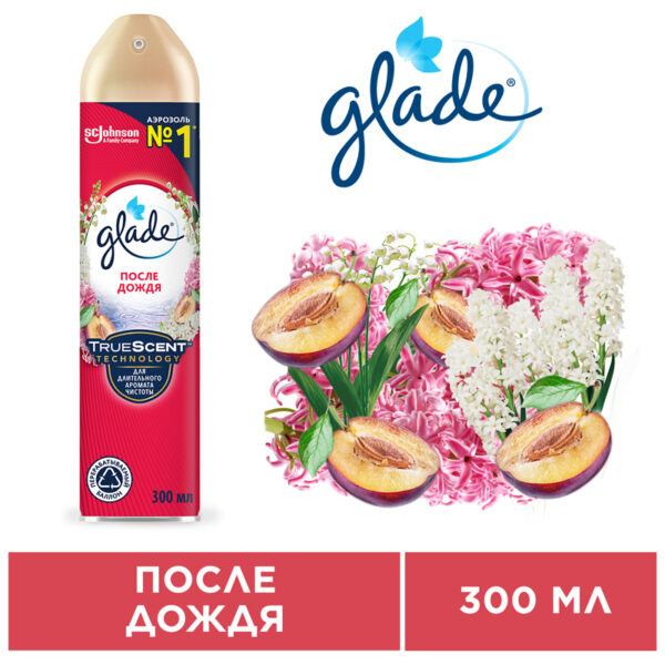 Освежитель воздуха аэрозольный Glade "После дождя", 300мл