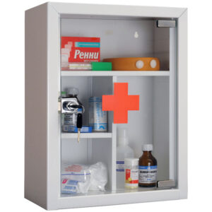 Аптечка для медикаментов Hilfe AMD-39G, со стеклом, 390*300*160мм