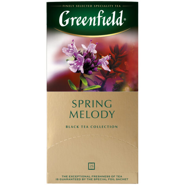 Чай Greenfield "Spring Melody", черный с ароматом мяты, чабреца, 25 фольг. пакетиков по 2г