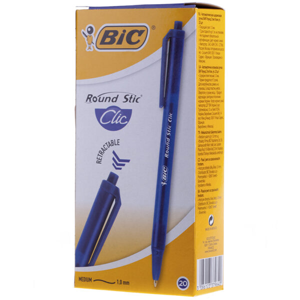 Ручка шариковая автоматическая Bic "Round Stic Clic" синяя, 1,0мм