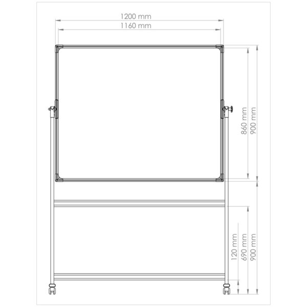 Доска магнитно-маркерная Berlingo "Premium", 90*120см, двусторонняя, поворотная, мобильная