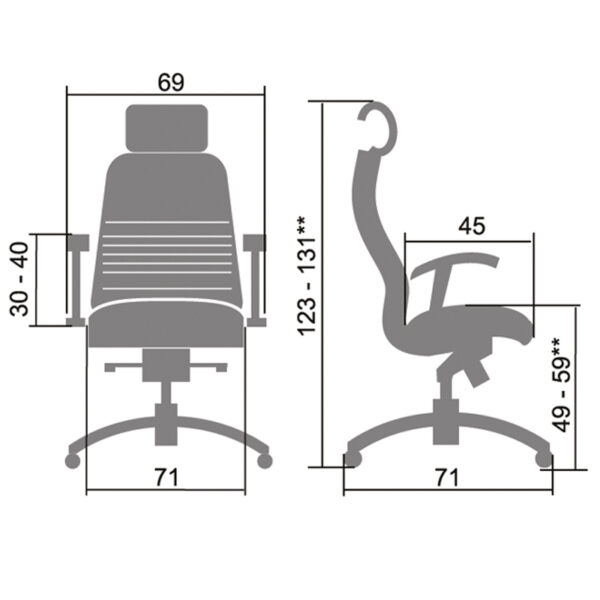 Кресло руководителя Метта "Samurai" KL-3.03/KL-3.04, 3D подголовник, кожа черная