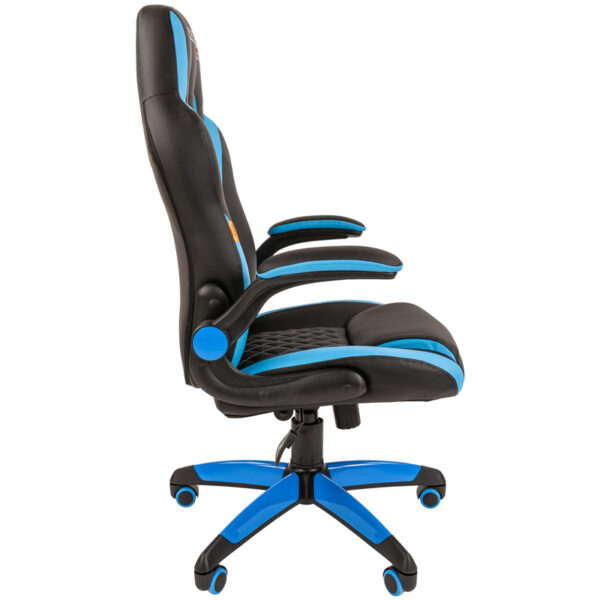 Кресло игровое Chairman "Game 15", экокожа черная/голубая, механизм качания