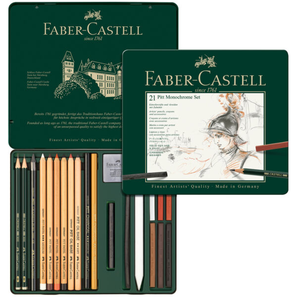 Набор художественных изделий Faber-Castell "Pitt Monochrome", 21 предмет, метал. кор.