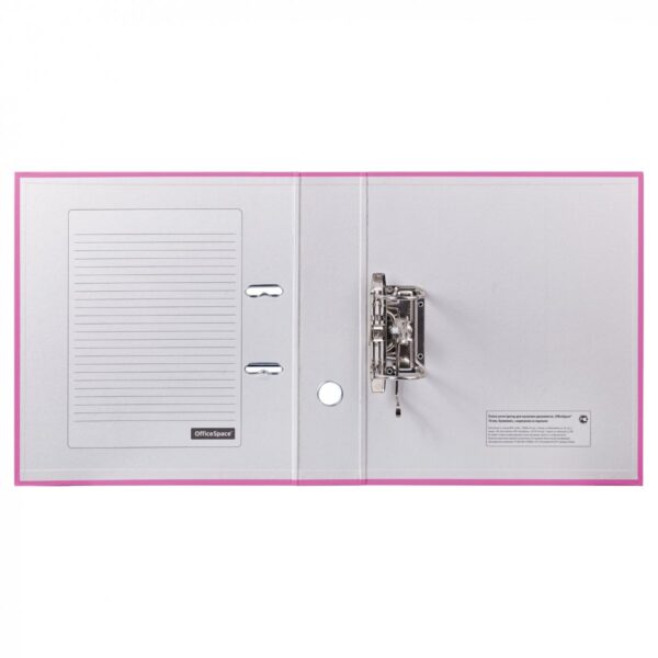 Папка-регистратор OfficeSpace, 70мм, бумвинил, с карманом на корешке, розовая