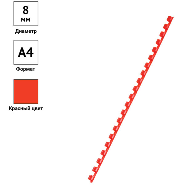 Пружины пластик D=08мм OfficeSpace, красный, 100шт.