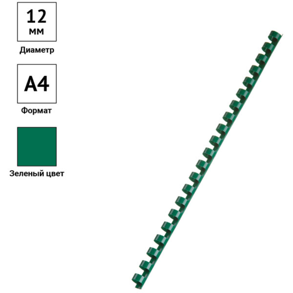 Пружины пластик D=12мм OfficeSpace, зеленый, 100шт.