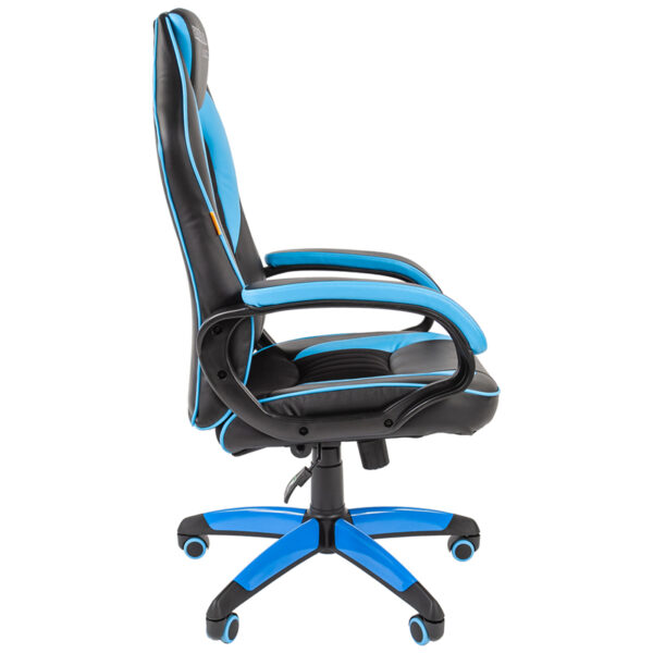 Кресло игровое Chairman "Game 16", экокожа черная/голубая, ткань TW черная, механизм качания
