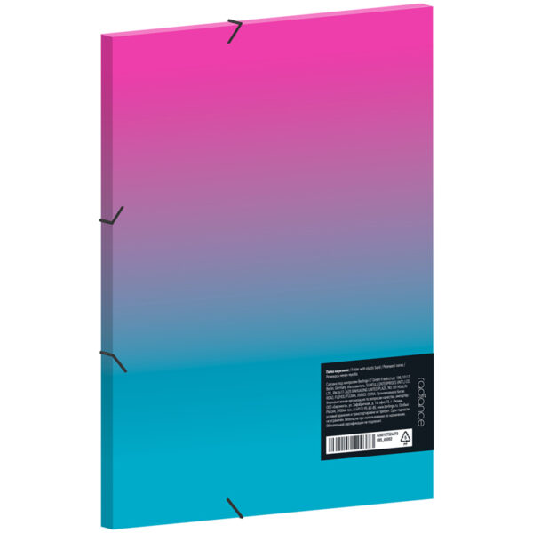 Папка для тетрадей на резинке Berlingo "Radiance" А5+, 600мкм, розовый/голубой градиент, с рисунком