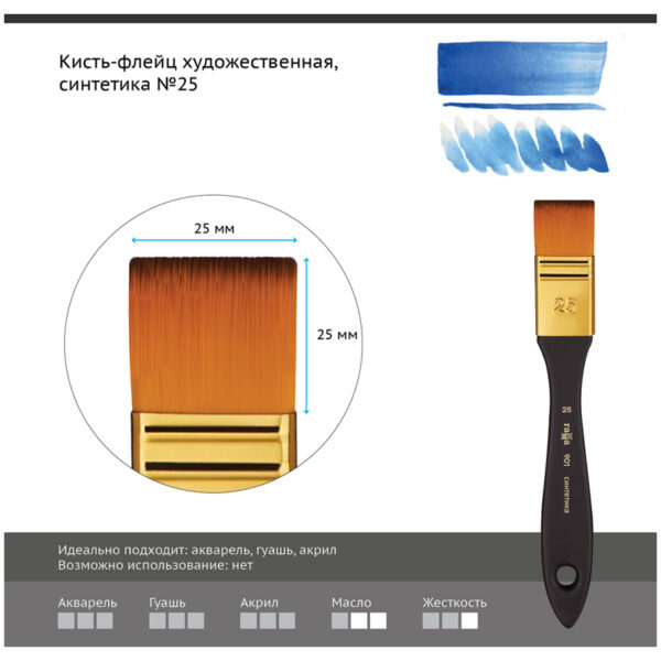 Кисть-флейц художественная Гамма, синтетика, №25