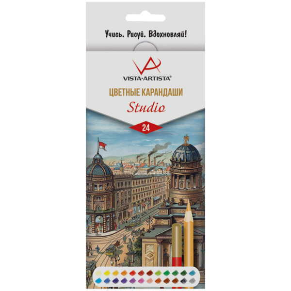 Карандаши цветные Vista-Artista "Studio", 24цв., картон, европодвес