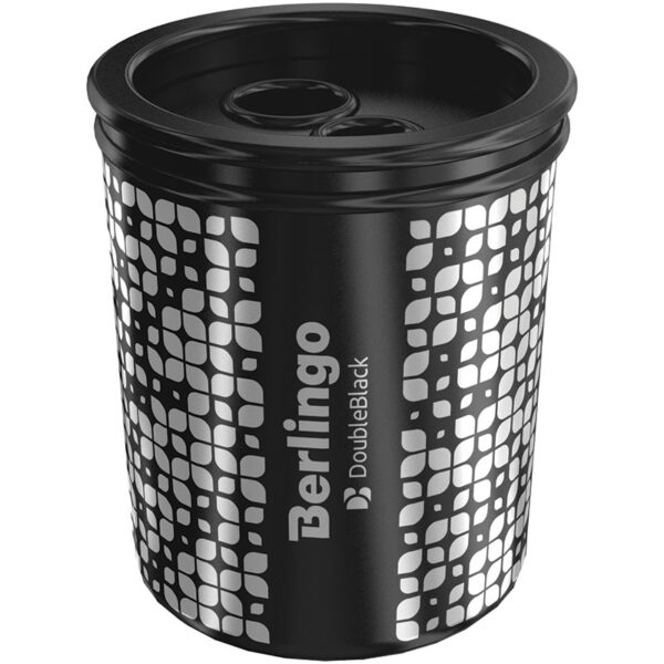 Точилка пластиковая Berlingo "DoubleBlack" 2 отверстия, контейнер, ассорти