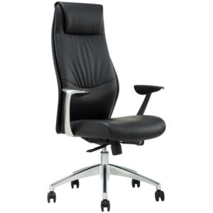Кресло руководителя Helmi HL-E33 "Synchro Premium", экокожа черная, синхромеханизм, алюминий, до 150кг